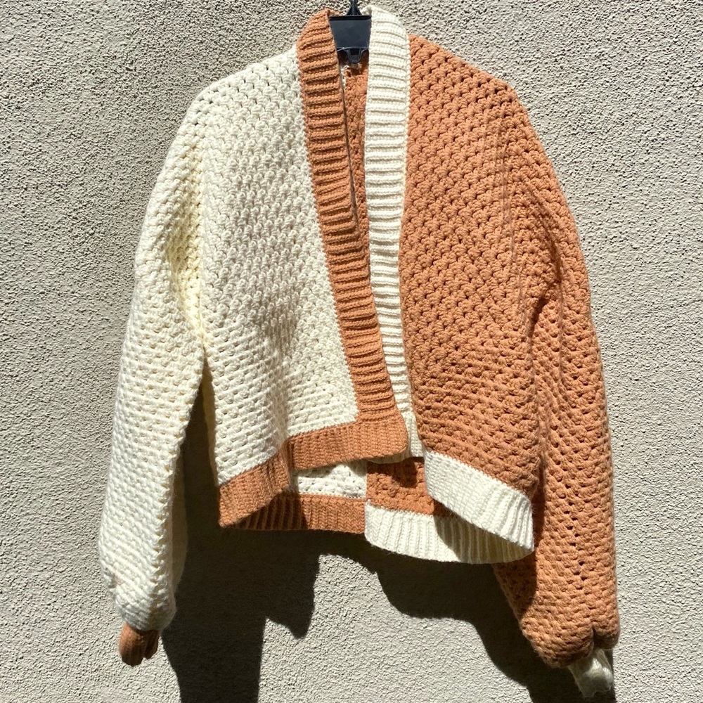 Split Color Crochet Cardigan